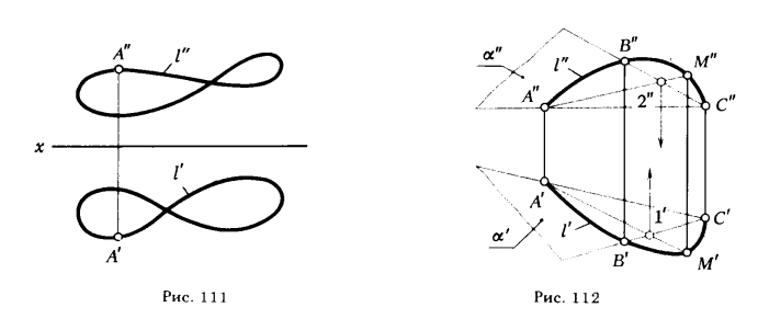 Рис 111-112.Ортогональные проекции линии