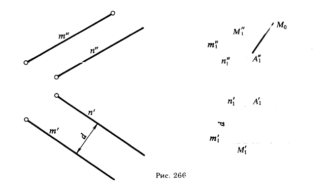 Рис 266.Определение расстояния между точкой и прямой, между параллельными прямыми